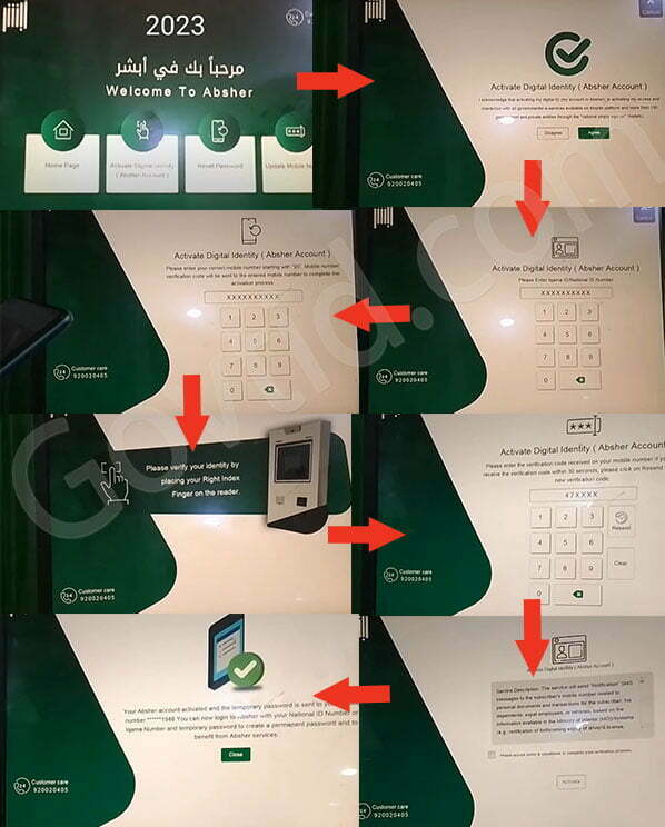 absher Activation through a Kiosk